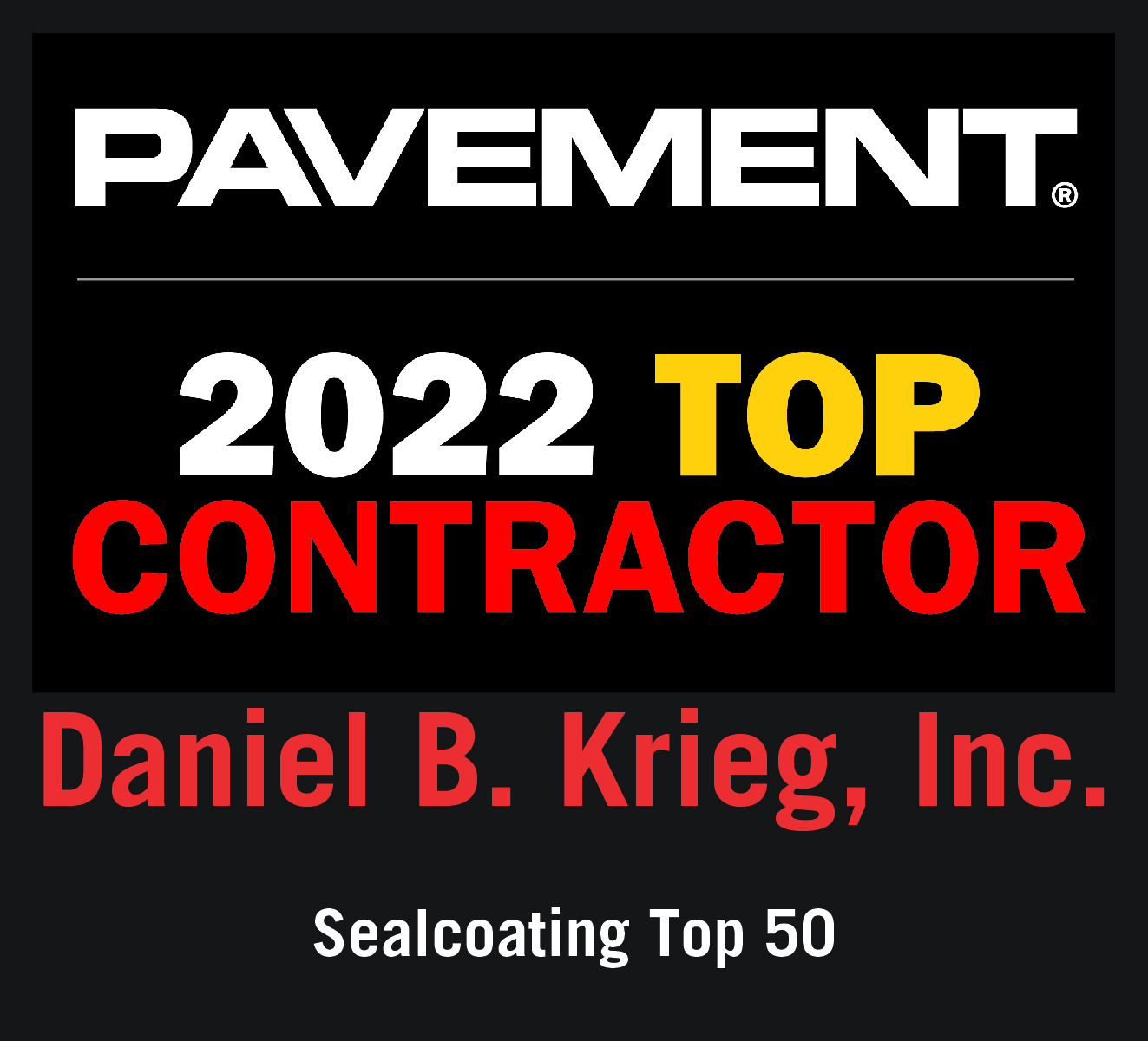 2018 top pavement contractor D. B. Krieg